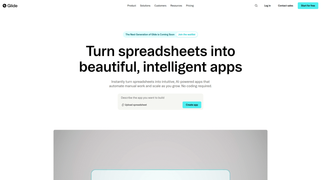 Glide among no-code AI tools