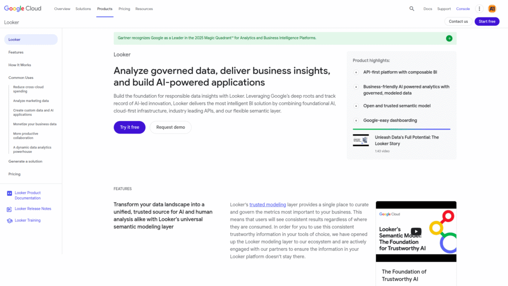 Looker among AI data analysis tools