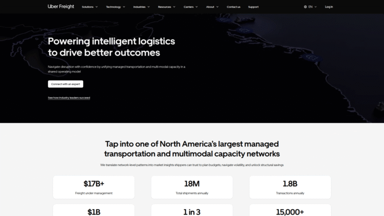 Uber Freight as a Logistics and Transportation tool screenshot