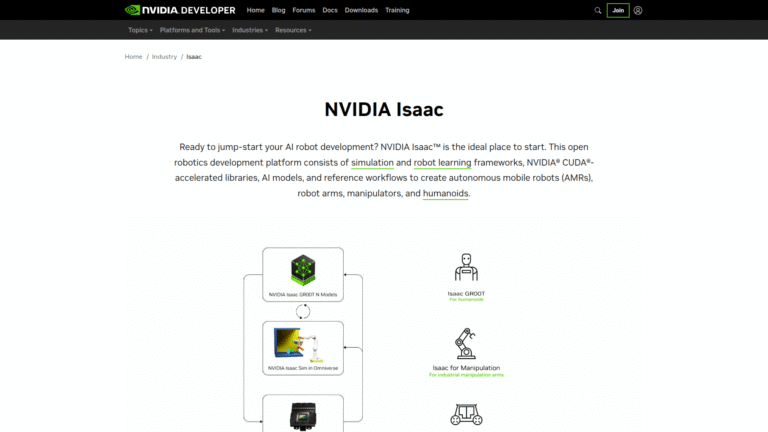 NVIDIA Isaac Platform as a Factory Automation and Robotics tool screenshot
