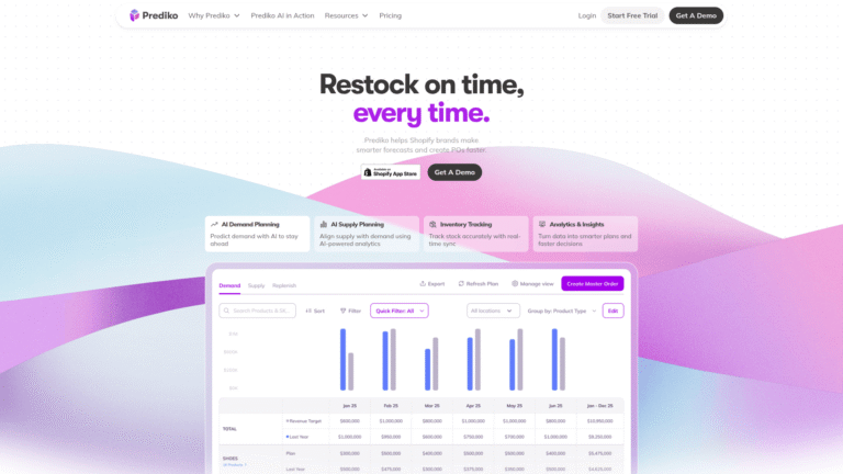 Prediko as a Demand Forecasting tool screenshot