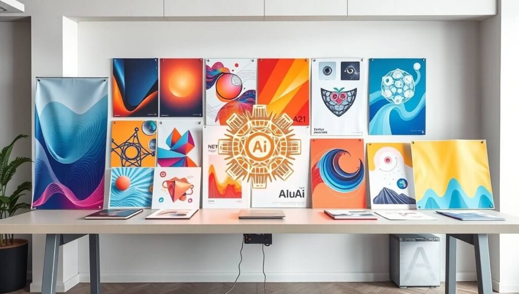 Venngage uses an AI-powered system to streamline the creation of banners, posters, and infographics by providing intelligent templates and design assistance.