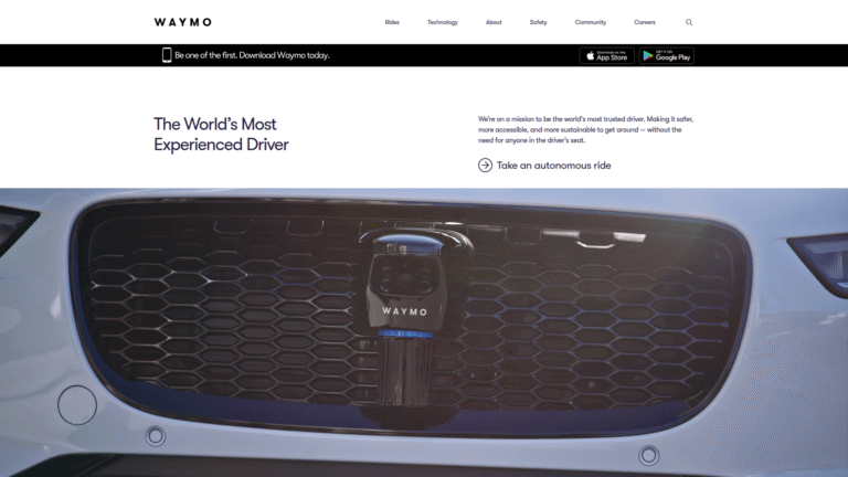 Waymo as a Connected Vehicles and Transportation tool screenshot