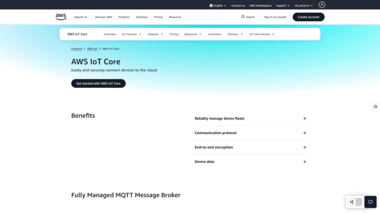 AWS IoT Core as a Network and Device Management tool screenshot