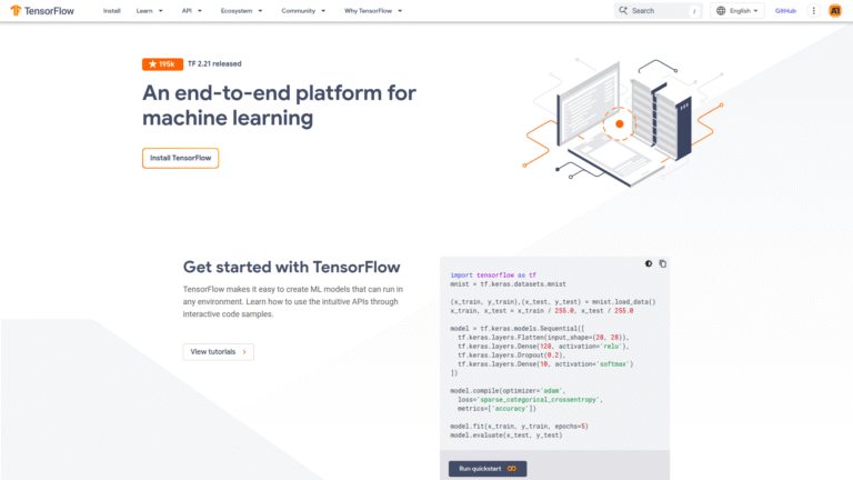 TensorFlow as a Machine Learning tool screenshot