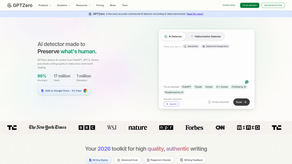 GPTZero among AI Excel tools