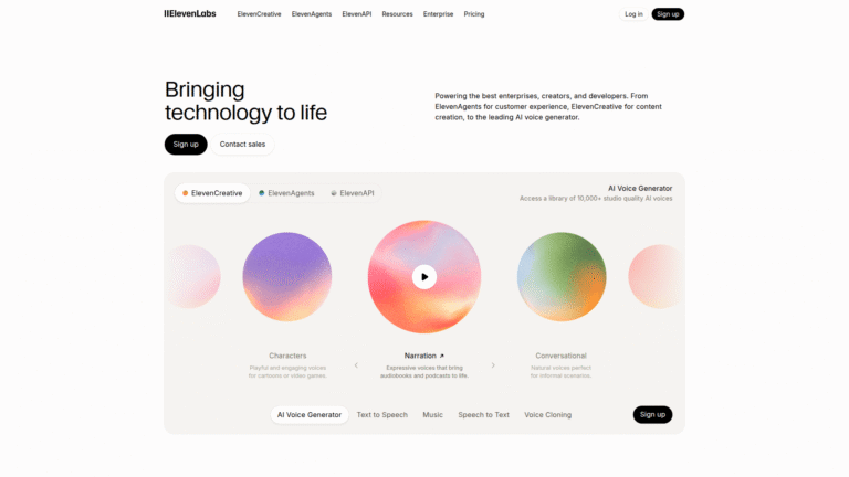 ElevenLabs as a Podcast and Audio Content Creation tool screenshot