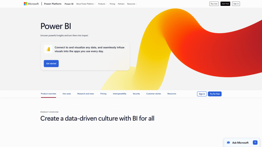 Microsoft Power BI among AI BI tools