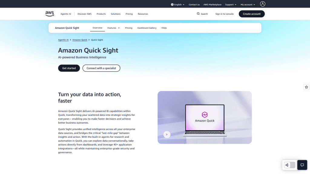 Amazon QuickSight among AI BI tools