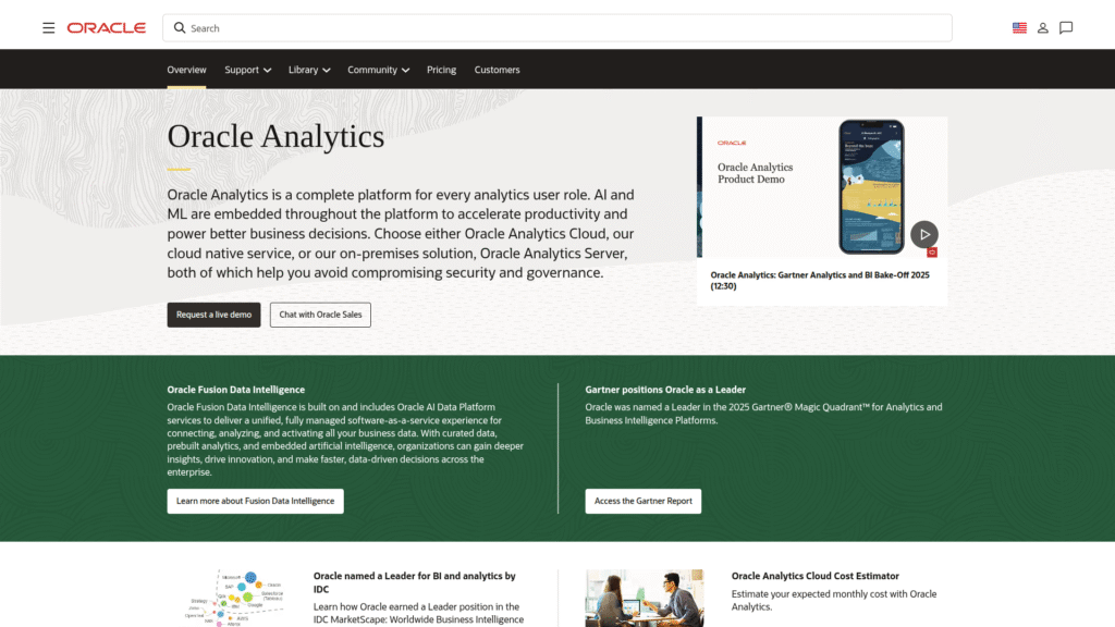 Oracle Analytics Cloud among AI BI tools