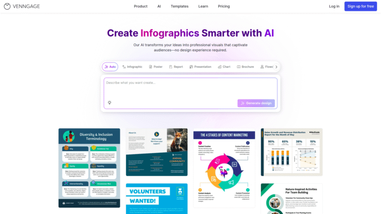 Venngage as a Banners Posters Infographics tool screenshot