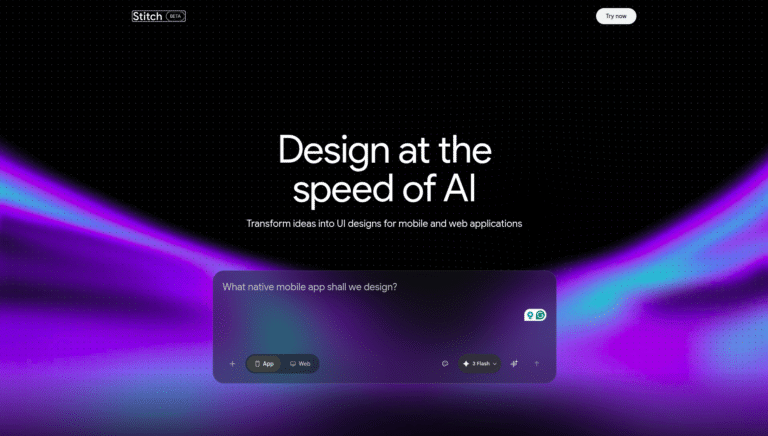 Google Stitch as an UI UX Mockup Generation tool screenshot