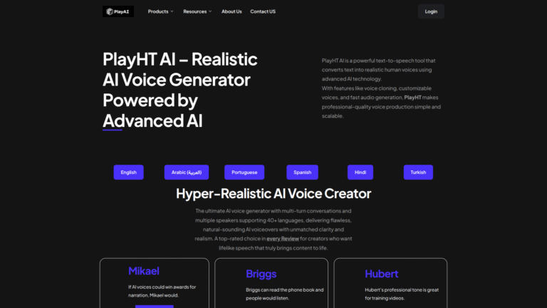 Play.ht as a Text To Speech tool screenshot