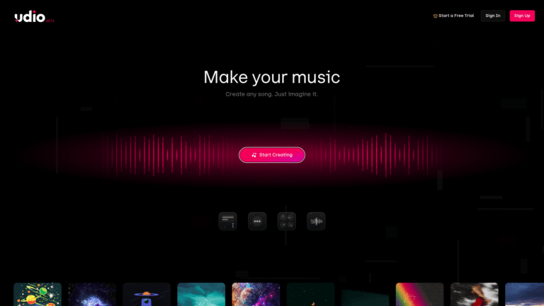 Udio as an AI Music Generation tool screenshot