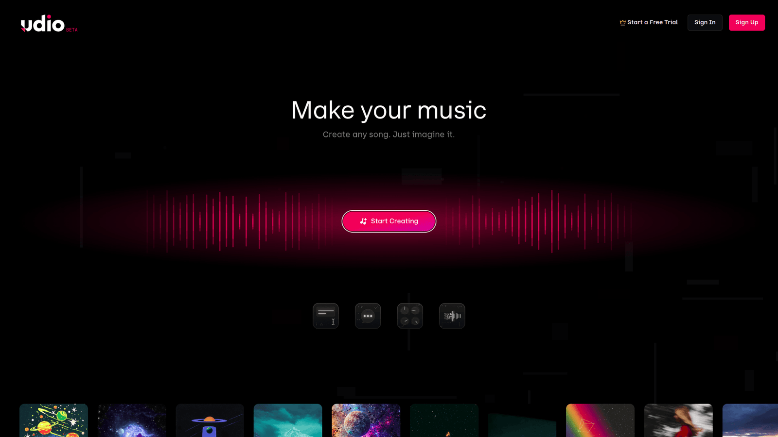 Udio as an AI Music Generation tool screenshot