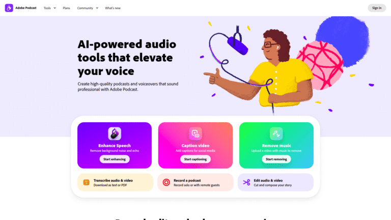 Adobe Podcast as a Podcast Editing tool screenshot