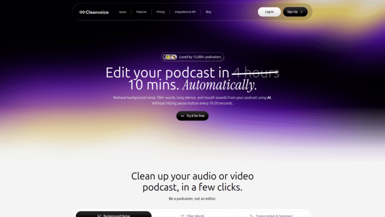 Cleanvoice AI as a Noise Reduction and Audio Cleanup tool screenshot