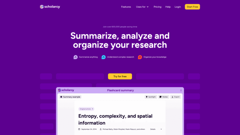 Scholarcy as an Article Summarizing tool screenshot