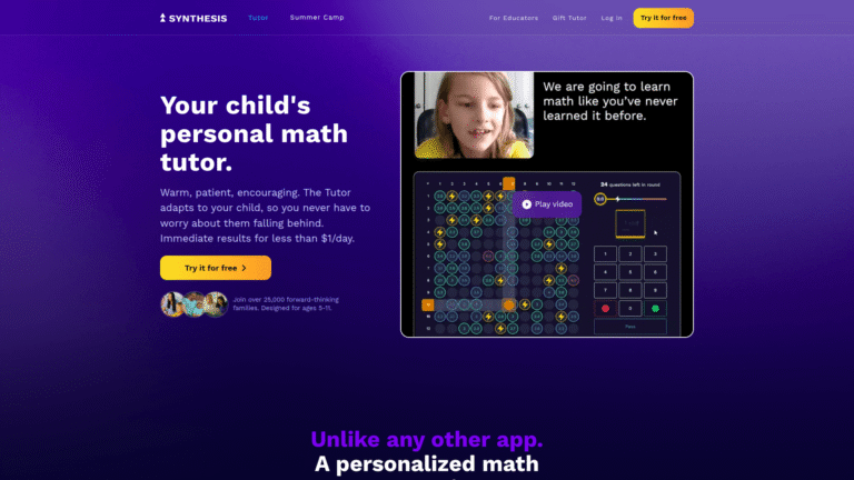Synthesis Tutor as a Personal Tutoring and AI QA tool screenshot