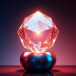 Abstract 3D render symbolizing AI email marketing tools boosting open rates and business growth with a glowing prism and ascending graph.