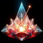 A glowing crystalline structure symbolizes powerful AI SEO tools optimizing content rankings.