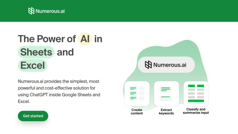 Numerous.ai as an Excel and Google Sheets tool screenshot