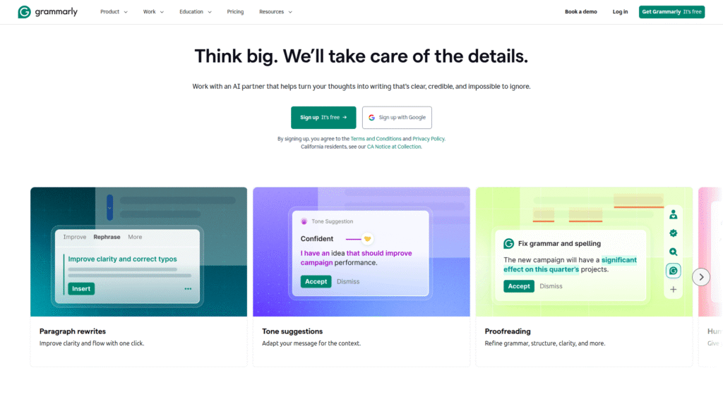 Grammarly among AI grammar checker