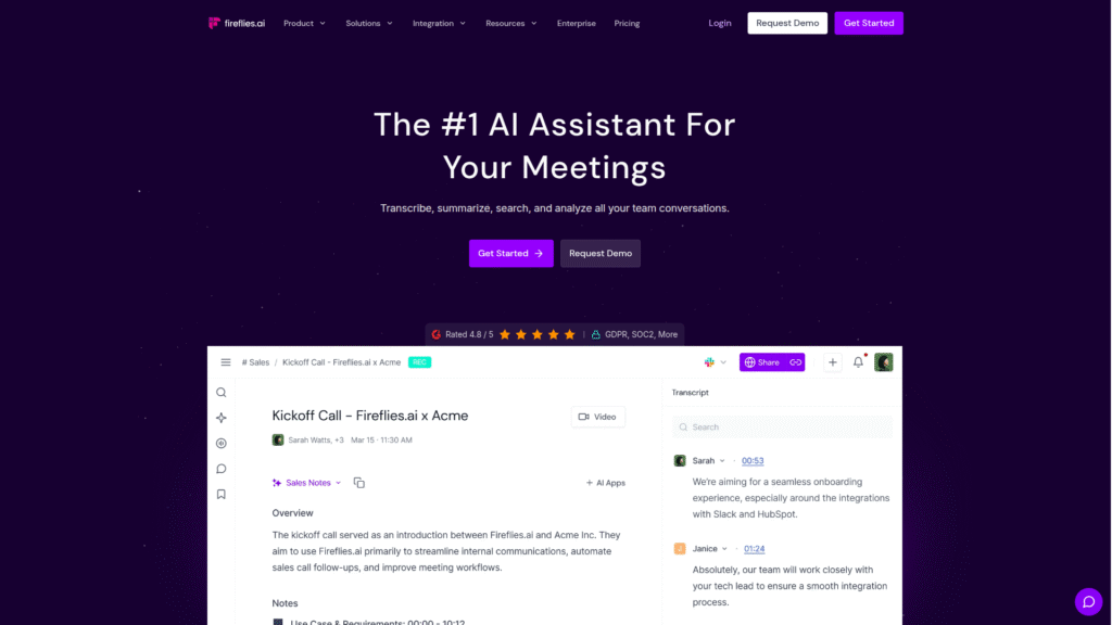 Fireflies.ai among AI meeting summary tools