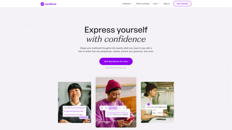 Wordtune as a Grammar Correction and Paraphrasing tool screenshot