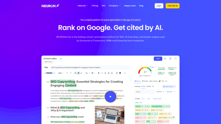 NeuronWriter as a SEO Content Optimization tool screenshot