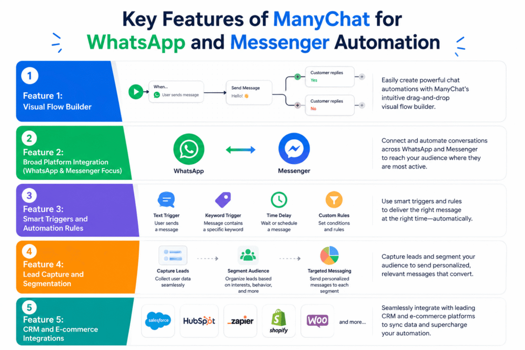 Key Features of ManyChat for WhatsApp and Messenger Automation