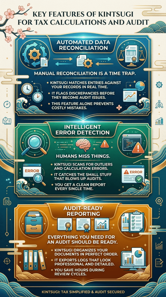 Key Features of Kintsugi for Tax Calculations and Audit