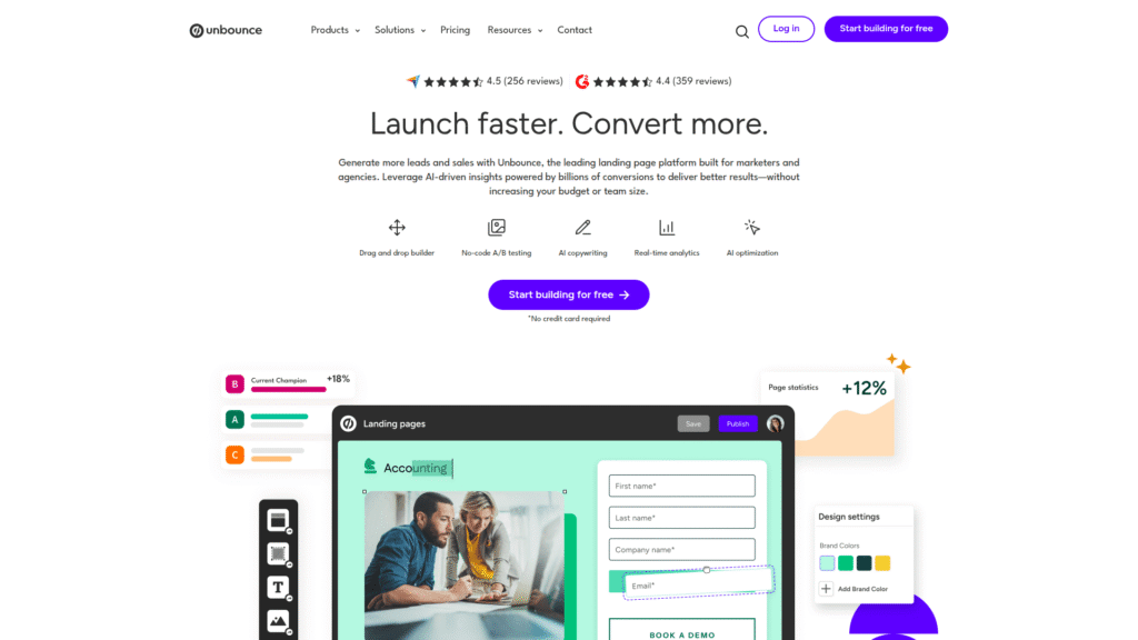 Unbounce among AI Landing Page Builders