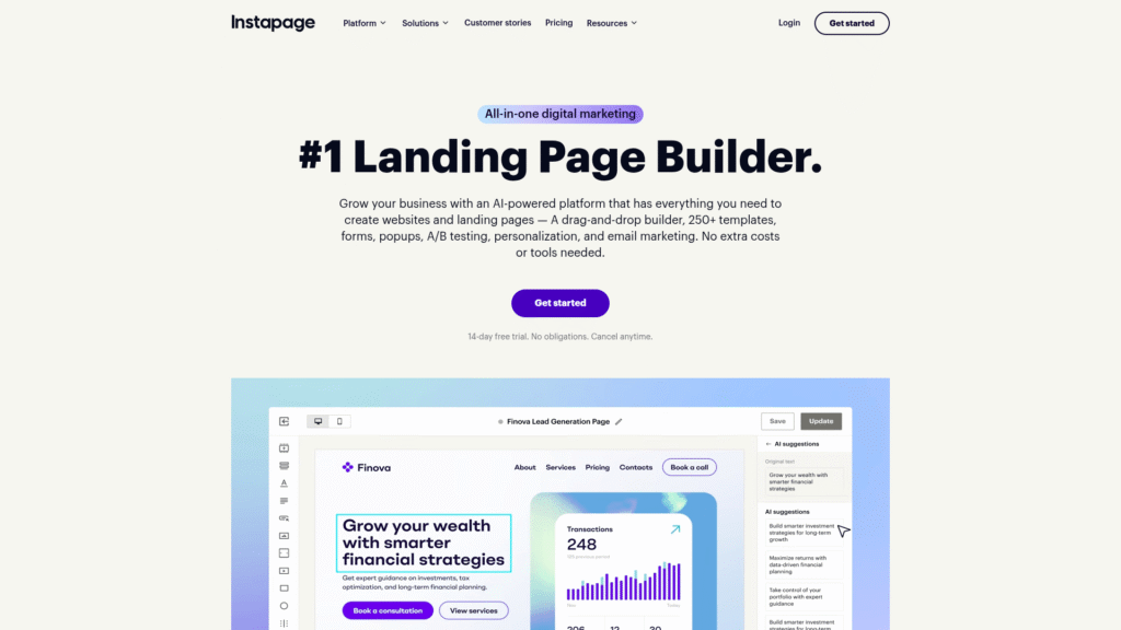 Instapage among AI Landing Page Builders