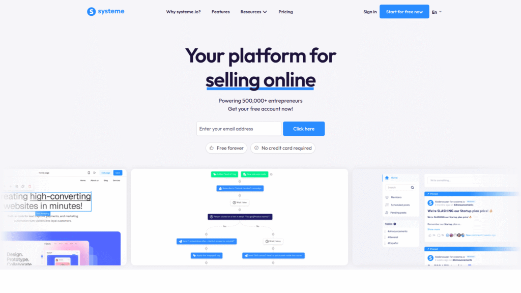 Systeme.io among AI Landing Page Builders