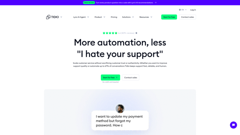 Tidio as an AI Customer Service tool screenshot