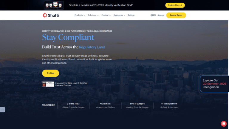 Shufti as a Facial Recognition and Verification tool screenshot