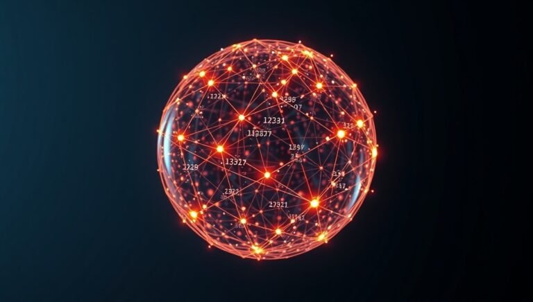 Abstract representation of AI customer service chatbots resolving inquiries with luminous data streams.