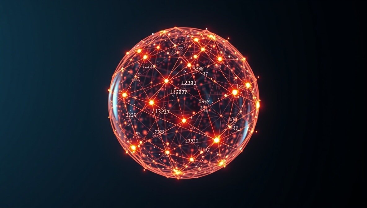 Abstract representation of AI customer service chatbots resolving inquiries with luminous data streams.