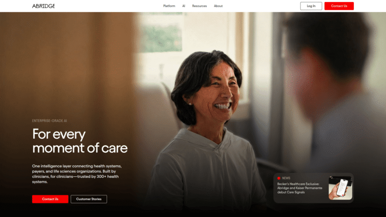 Abridge as an Electronic Health Records tool screenshot