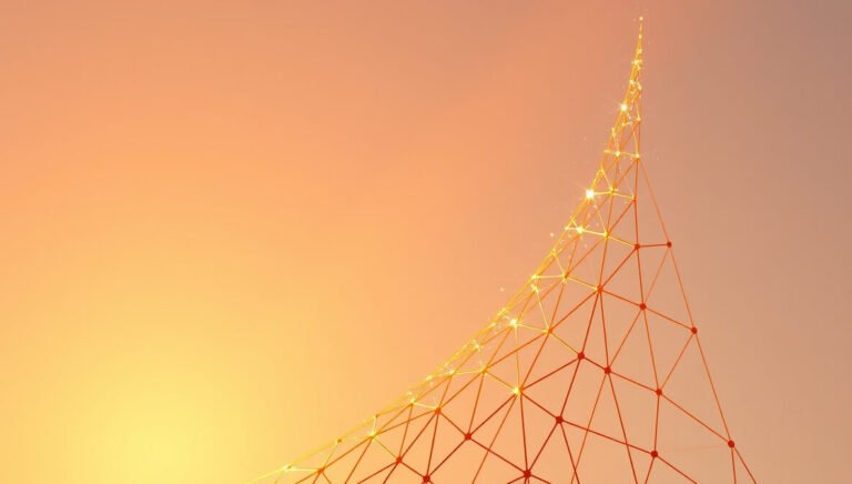 Abstract 3D render of a glowing geometric structure symbolizing the integration of CRM AI Tools leading to happier support teams.