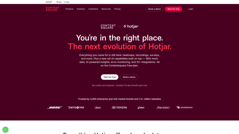 Hotjar as a Customer Behavior Analysis tool screenshot