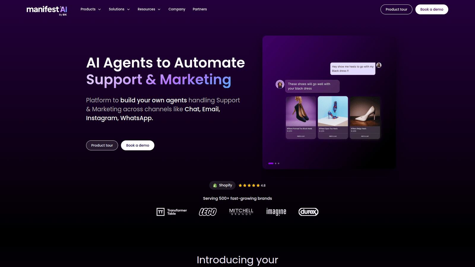 Manifest AI as a Chatbots for Shopping Assistance tool screenshot
