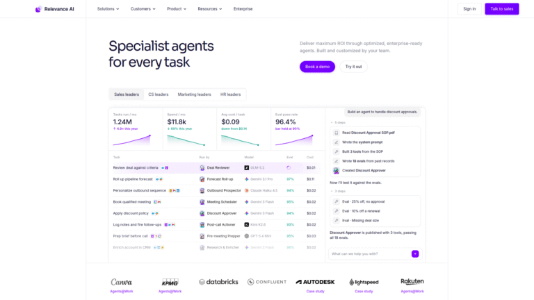 Relevance AI as a Multi-Step Workflow tool screenshot