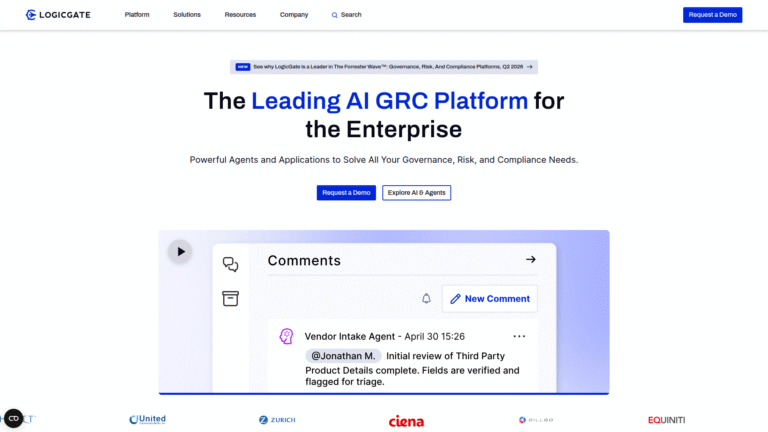 LogicGate as a Risk Analysis and Management tool screenshot