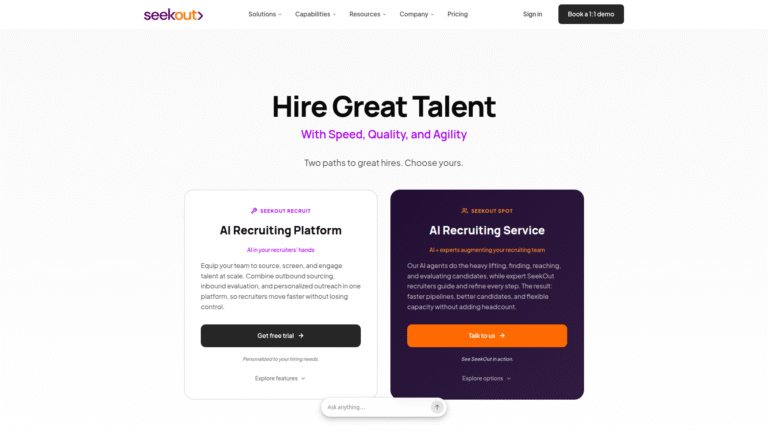 SeekOut as a Talent Sourcing and Candidate Discovery tool screenshot