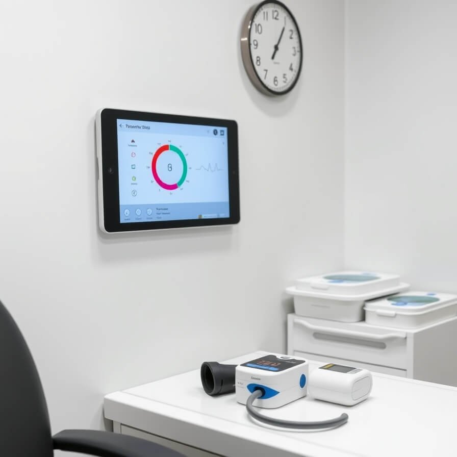 The Amwell platform serves as a central digital hub for telemedicine and remote patient monitoring, enabling healthcare providers to collect real-time vitals from medical devices.