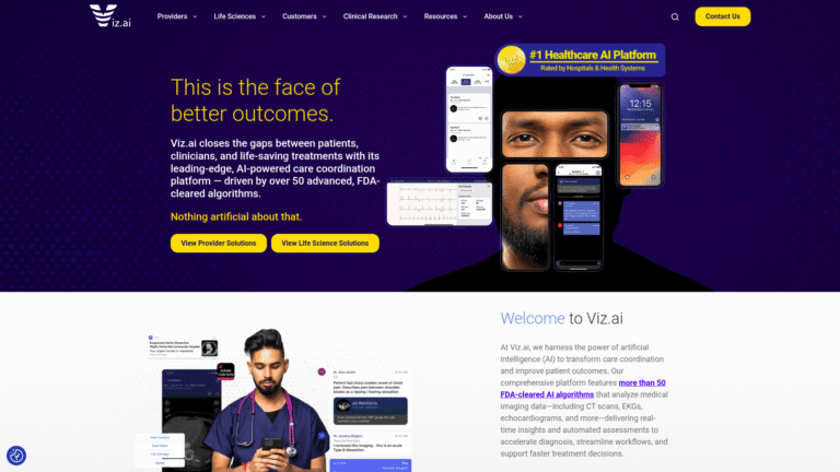 Viz.ai as a Medical Image Analysis tool screenshot