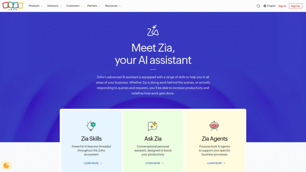 Zoho SalesIQ ZIA among CRM AI Tools