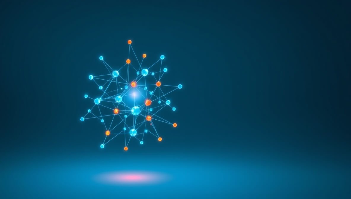 Abstract visualization of AI sentiment analysis tools uncovering glowing positive customer emotions within a complex network.